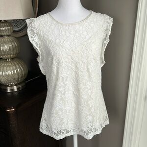 White House Black Market lace sleeveless blouse